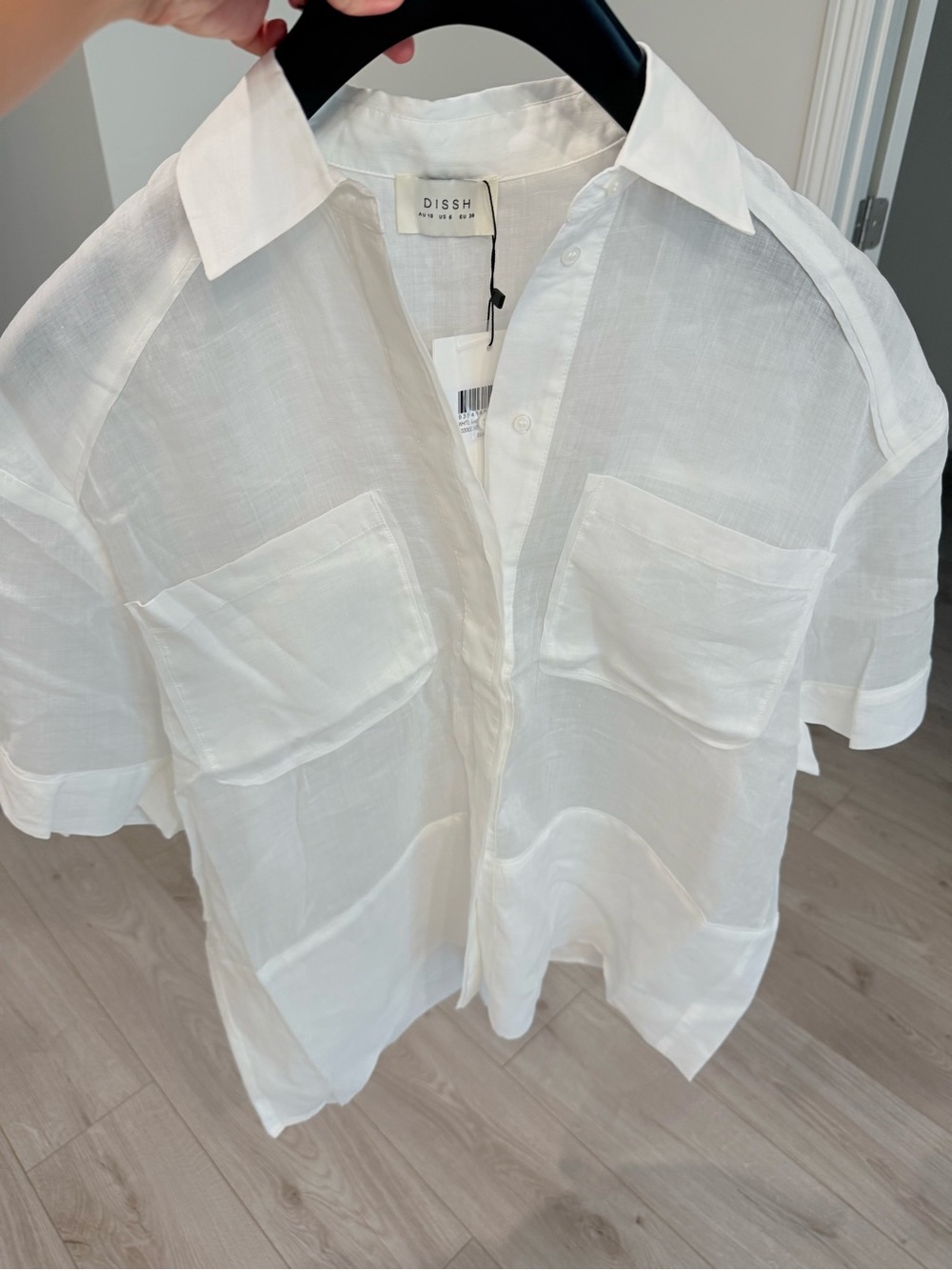 DISSH White Ramie Kai Short-Sleeve Shirt AU 10